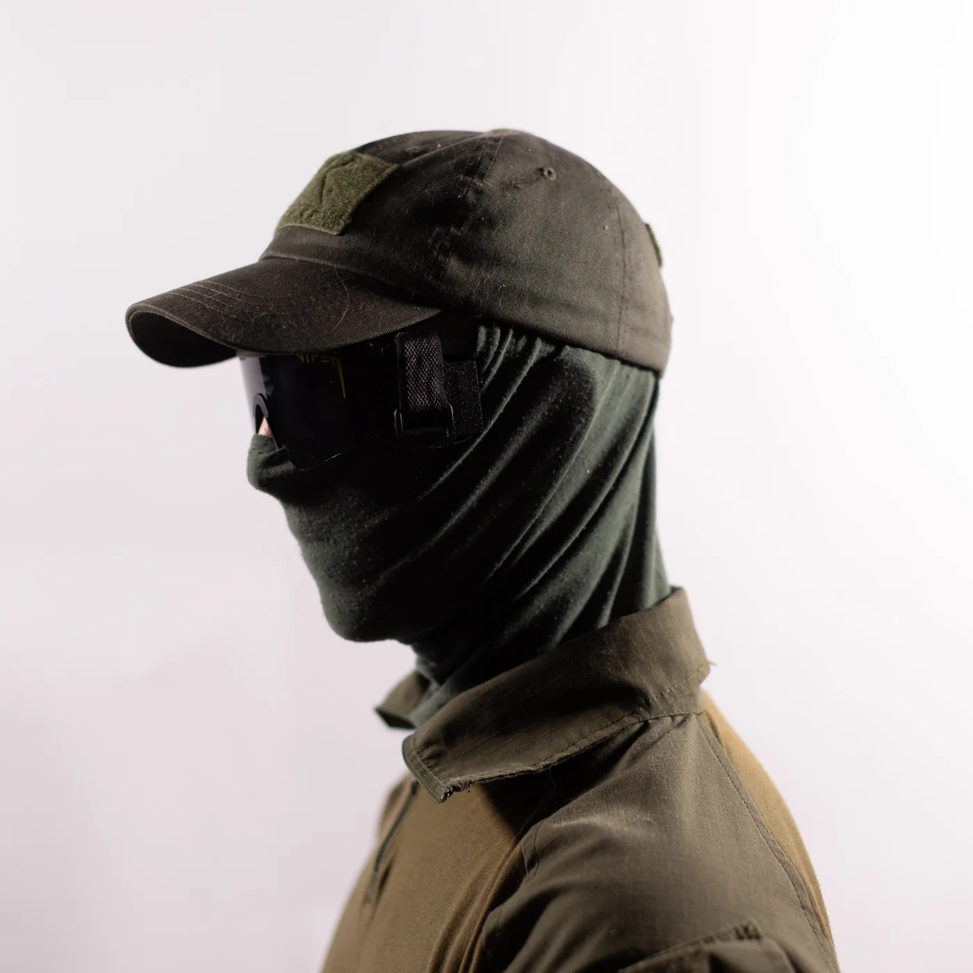 ClearVane worn with tactical gear, close up